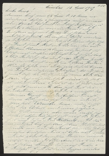 Handwritten letter (page 1), in German Kurrent script