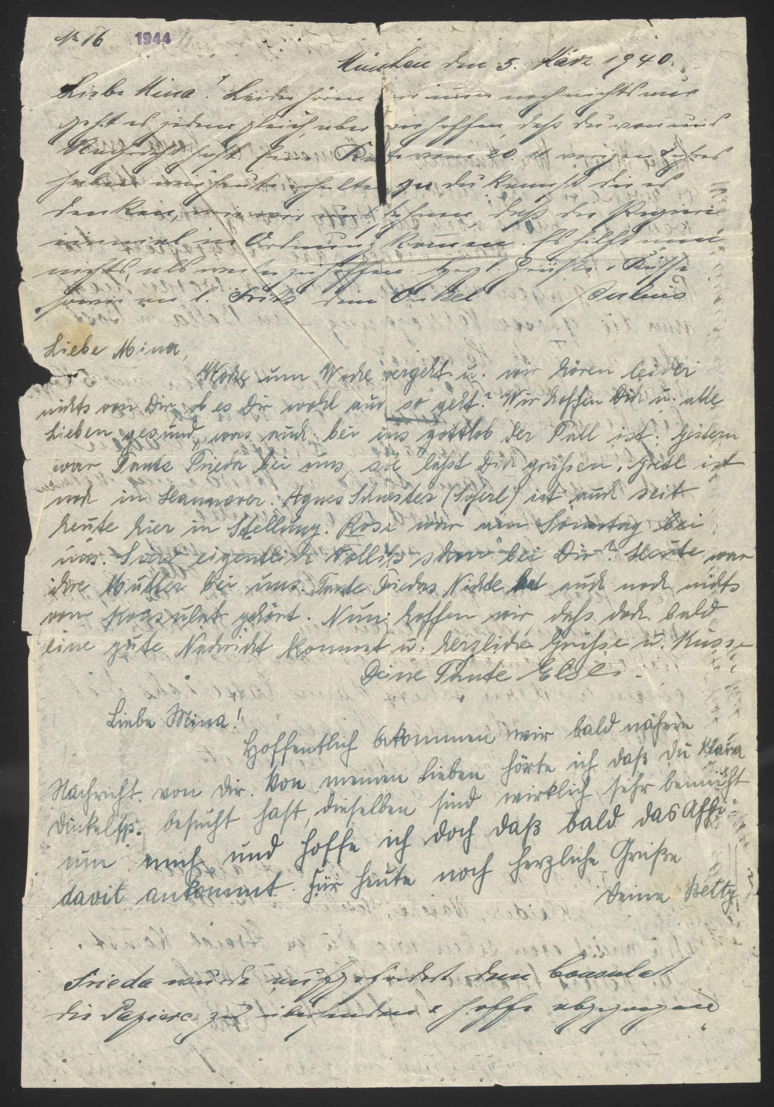 Handwritten letter with multiple short notes from different writers — Document