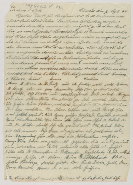 Handwritten letter with multiple notes from different family members