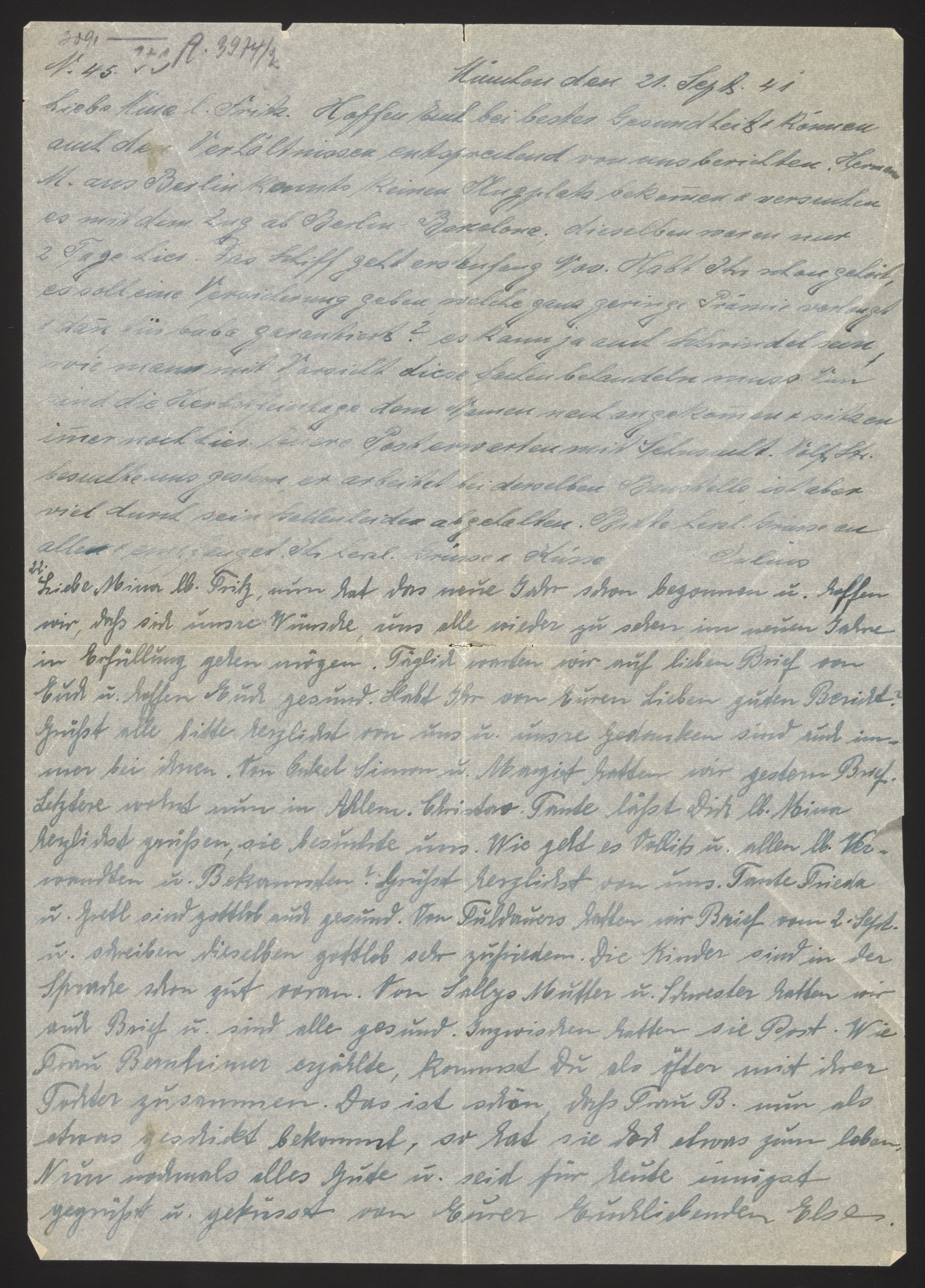 Handwritten letter with notes from multiple family members — Document