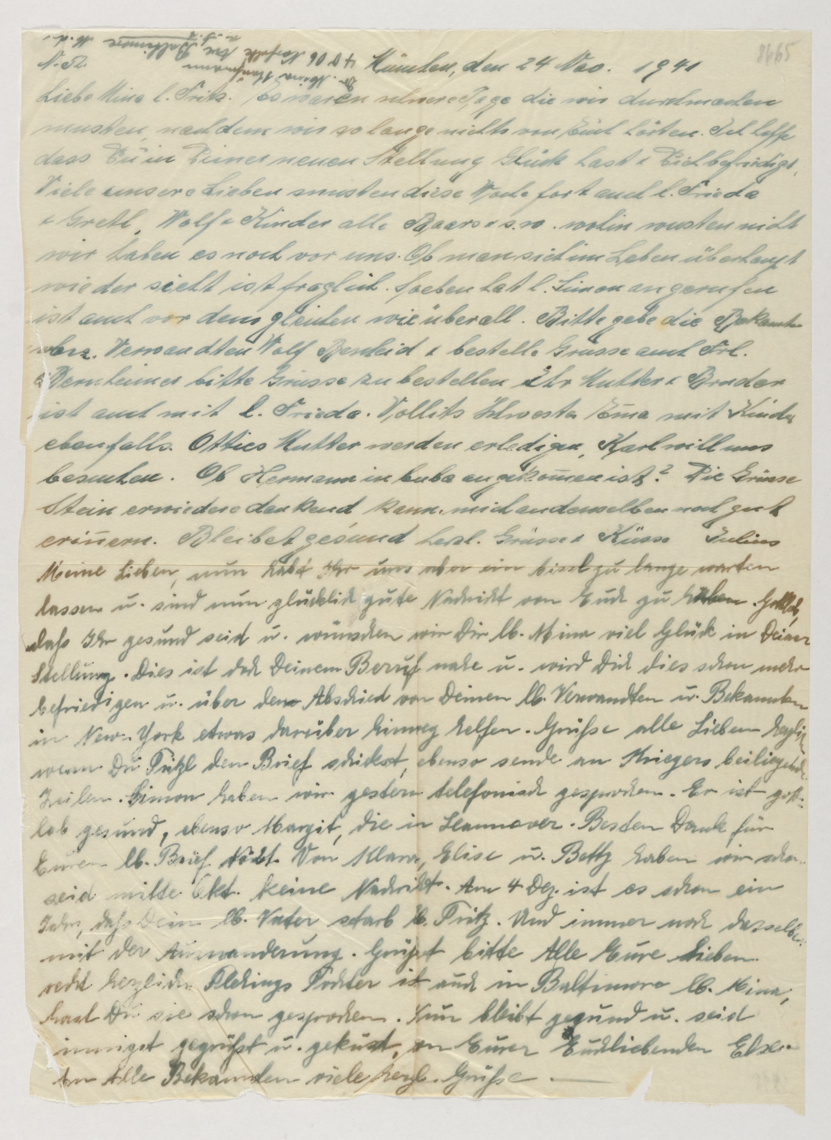Handwritten letter — Document