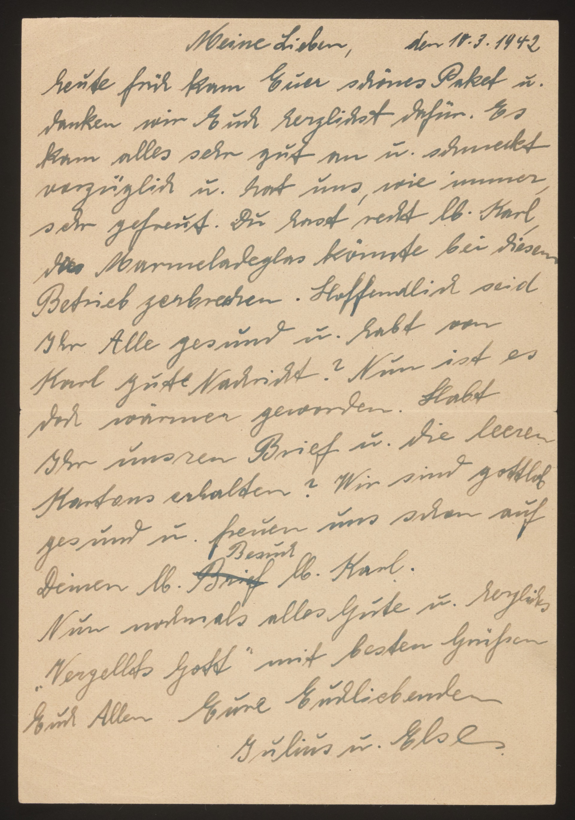 Handwritten short letter/note — Document