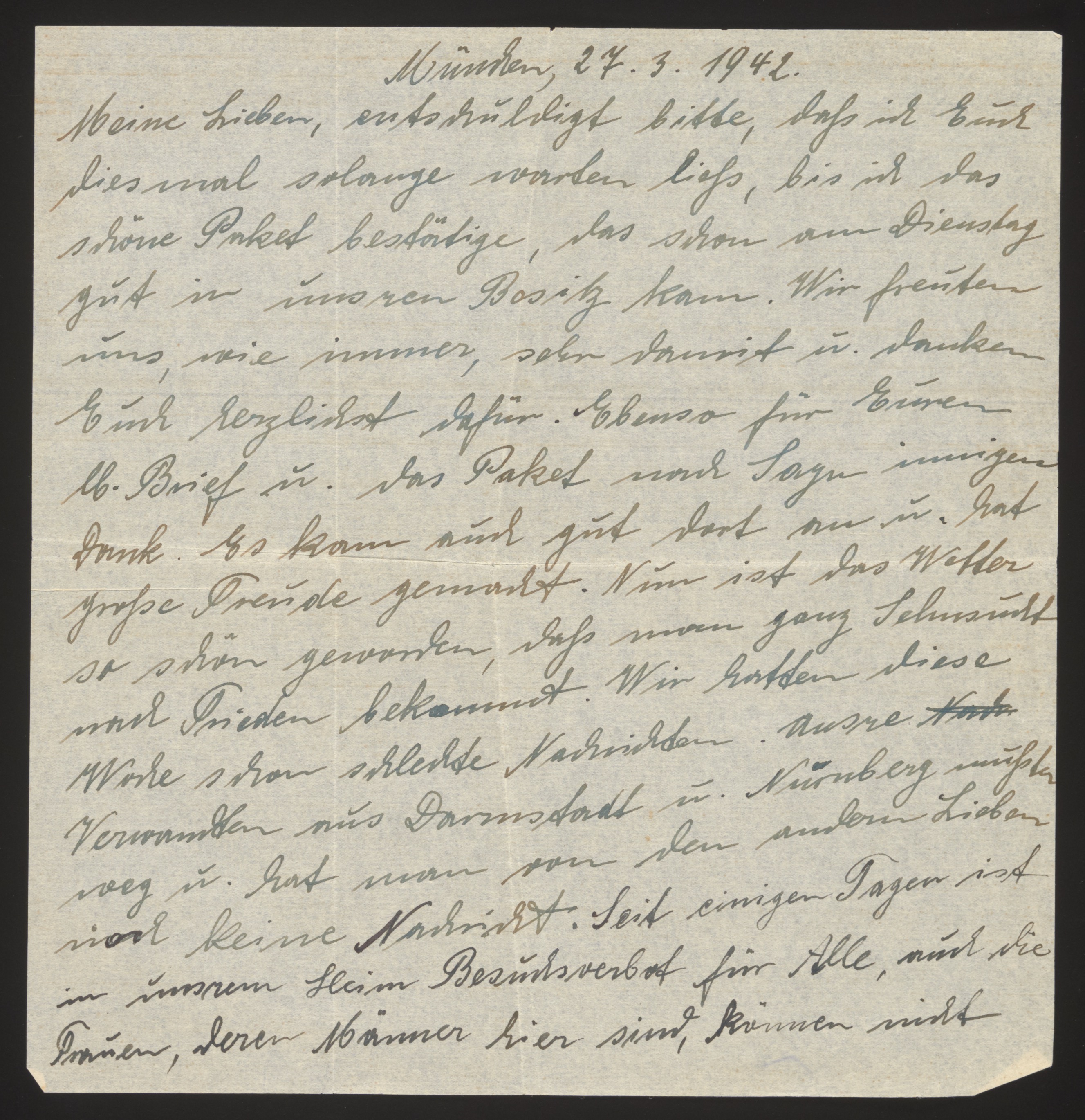 Handwritten letter — Page 1 of 2