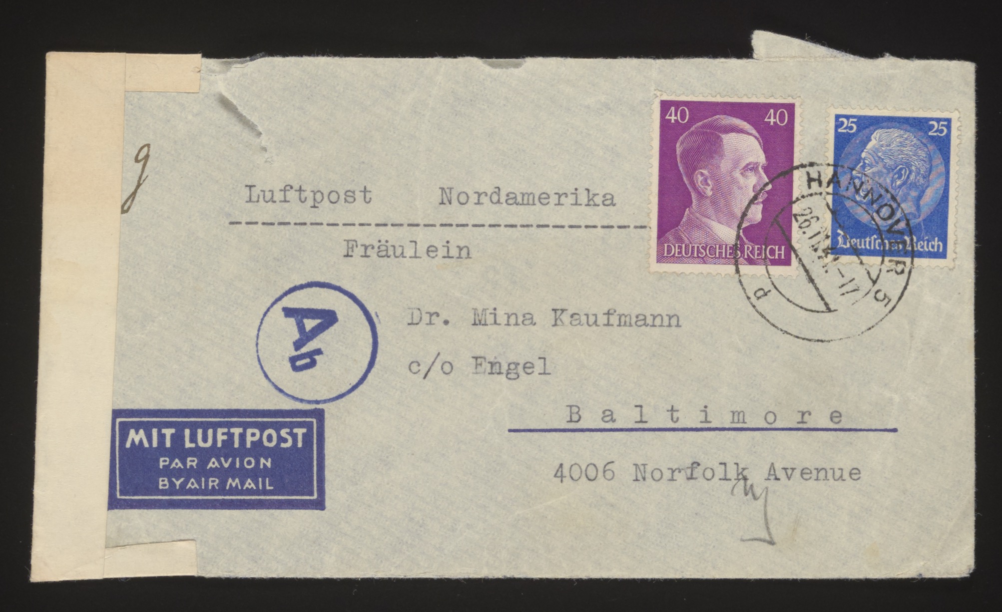 Envelope front — airmail letter — Envelope front