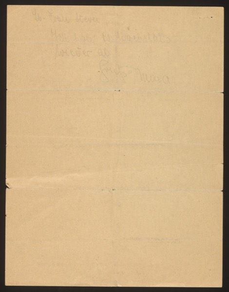 Brief handwritten pencil note from Mina