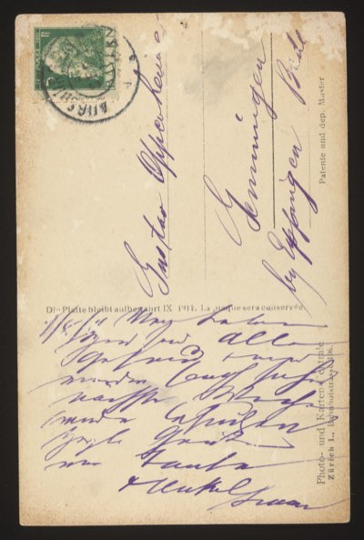 Postcard to Gemmingen, Oppenheimer family home (early 1900s)