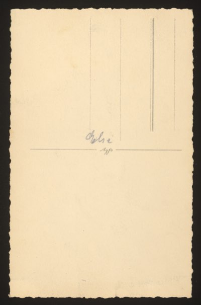 ANNOTATION ON PHOTO (back, handwritten in blue ink): "Else 1950" Description: Front shows three elderly women standing together in a garden/courtyard with trees and buildings in the background. One of them is identified as "Else," dated 1950.