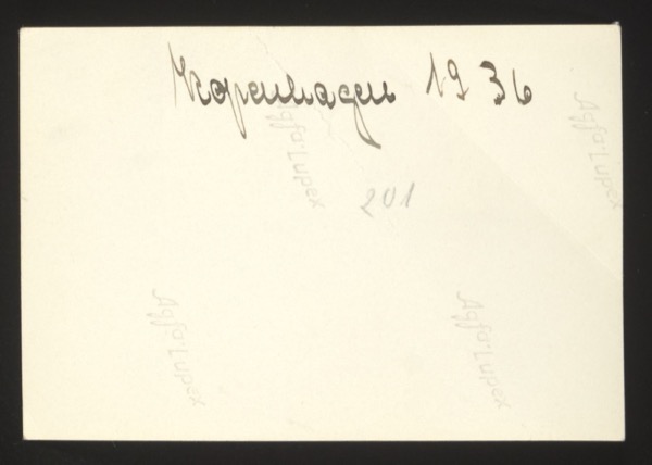 ANNOTATION ON PHOTO (back, handwritten): "Kopenhagen 1936" English: "Copenhagen 1936" Description: Another photograph from the Copenhagen trip, 1936.