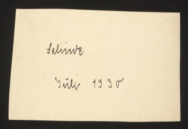 ANNOTATION ON PHOTO (back, handwritten): "Salome Juli 1930" English: "Salome July 1930" Description: Identifies a person named Salome in the photograph, July 1930.