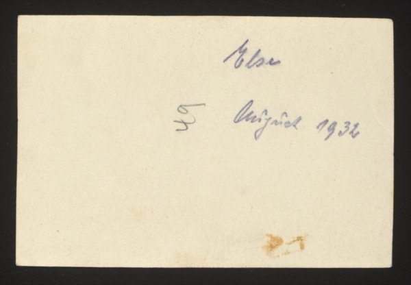 ANNOTATION ON PHOTO (back, handwritten): "Else 5. August 1932" Description: Identifies a person named Else in the photograph, 5 August 1932.