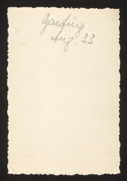 ANNOTATION ON PHOTO (back, handwritten): "Gauting Aug. 33" English: "Gauting, August 1933" Note: Gauting is a town near Munich, Bavaria.