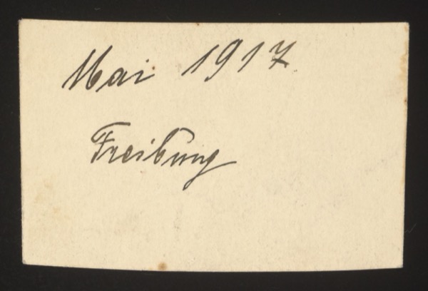 ANNOTATION ON PHOTO (back, handwritten): "Mai 1914 Freiburg" English: "May 1914 Freiburg" Description: Photograph from Freiburg im Breisgau, May 1914 — just before the start of World War I.