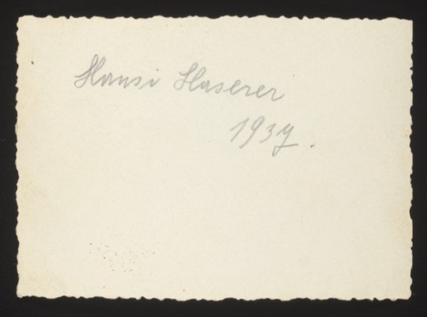 ANNOTATION ON PHOTO (back, handwritten): "Hansi Glaserer 1934." Description: Identifies a person named Hansi Glaserer, dated 1934.