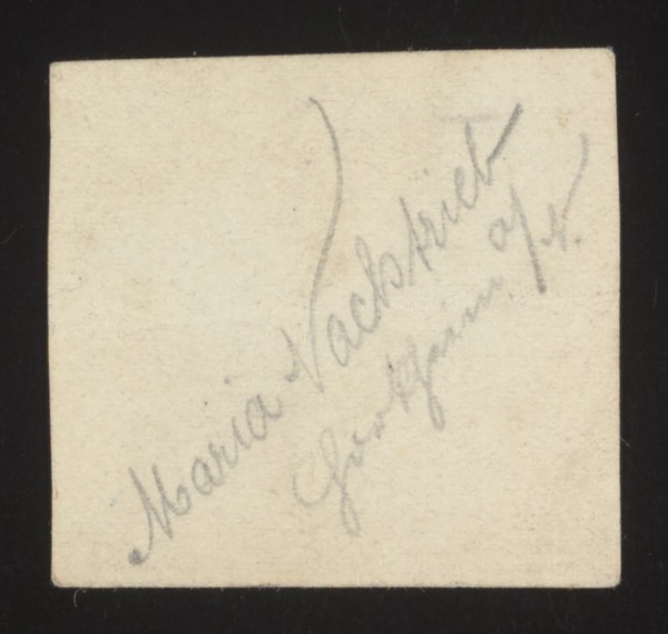 ANNOTATION ON PHOTO (back, handwritten): "Maria Hackfriet [partially legible] Großfienau [?] a.M." Note: Identifies a woman named Maria with a surname that's partially legible (Hackfriet, Wackfriet?). The location "a.M." likely stands for "am Main" (on the Main River), suggesting a city like Frankfurt am Main or Offenbach am Main.