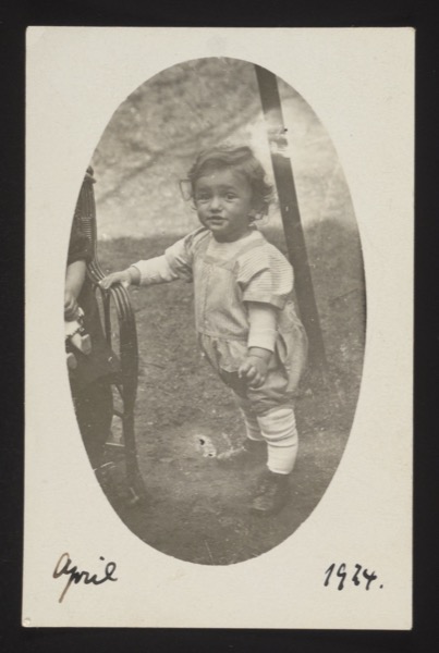 ANNOTATION ON PHOTO (handwritten): "April 1924" Description: Oval-framed portrait of a child, April 1924.